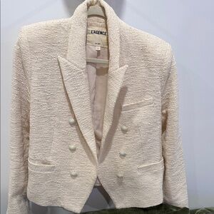 L'AGENCE Ivory Double-Breasted Blazer